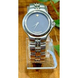 Movado Esperanza 84.19.861/0.4 Stainless Steel Unisex Watch Black Dial EUC